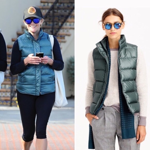 J. Crew Jackets & Blazers - 🚨 J. CREW Shiny Puffer Down Vest Alhambra Green
